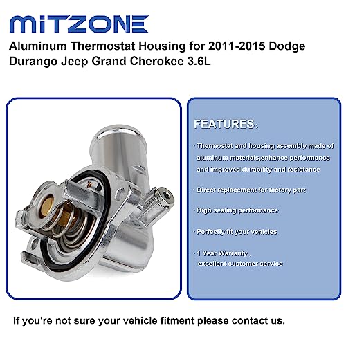 MITZONE مجموعة تجميع غلاف ترموستات من الألمنيوم MITZONE متوافقة مع دودج دورانجو جراند شيروكي 2011-2015 رانجلر JK 2012-2018 استبدال 902-852 5184651AG 5184651AH - Image 2