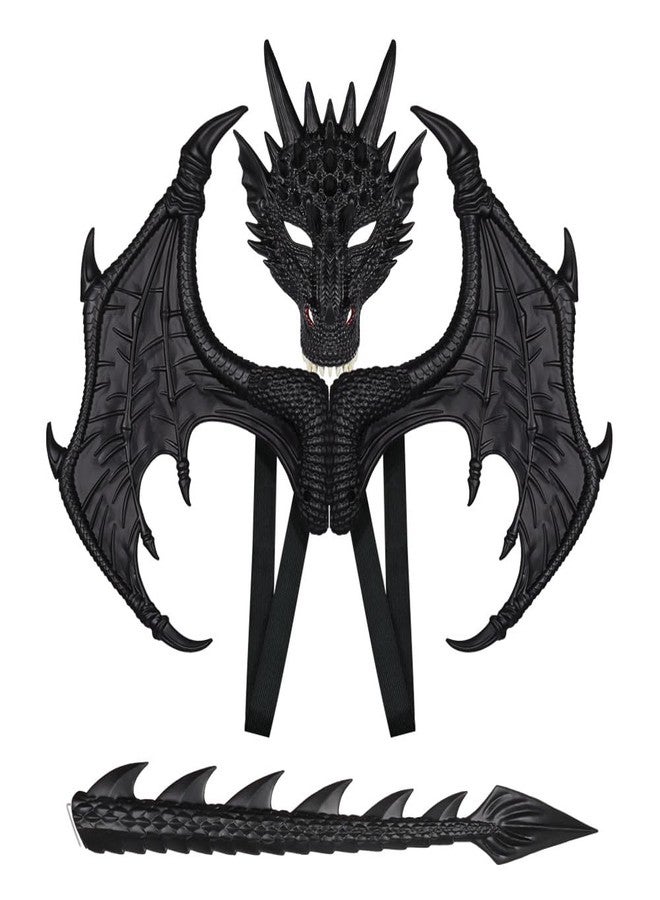 Anbaby Dragon Costume Set - Dress-up Set with Mask, Wings, and Tail(Black Set)