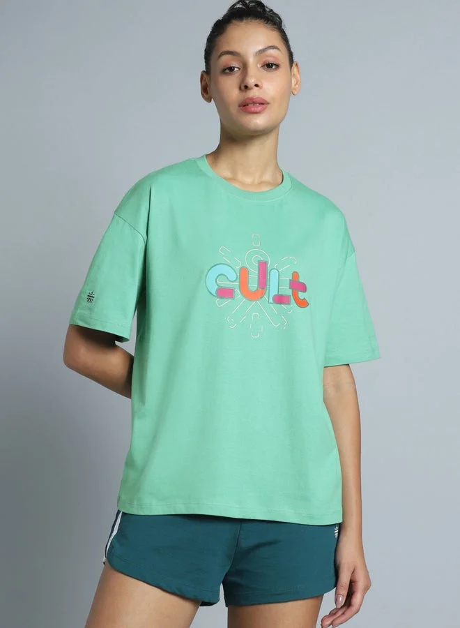 Cult Women Green Brand Carrier Relaxed Fit T-Shirt
