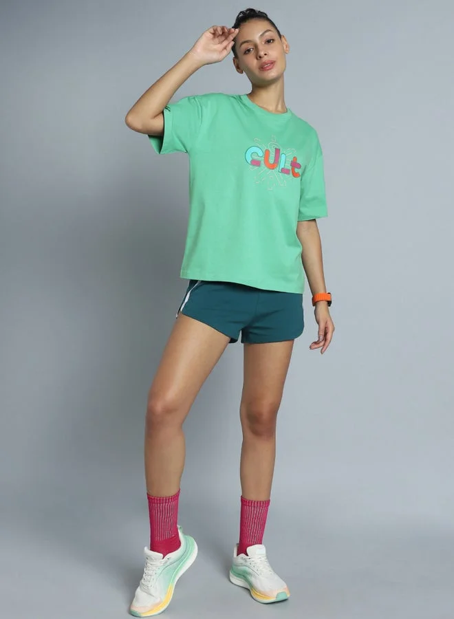 Cult Women Green Brand Carrier Relaxed Fit T-Shirt