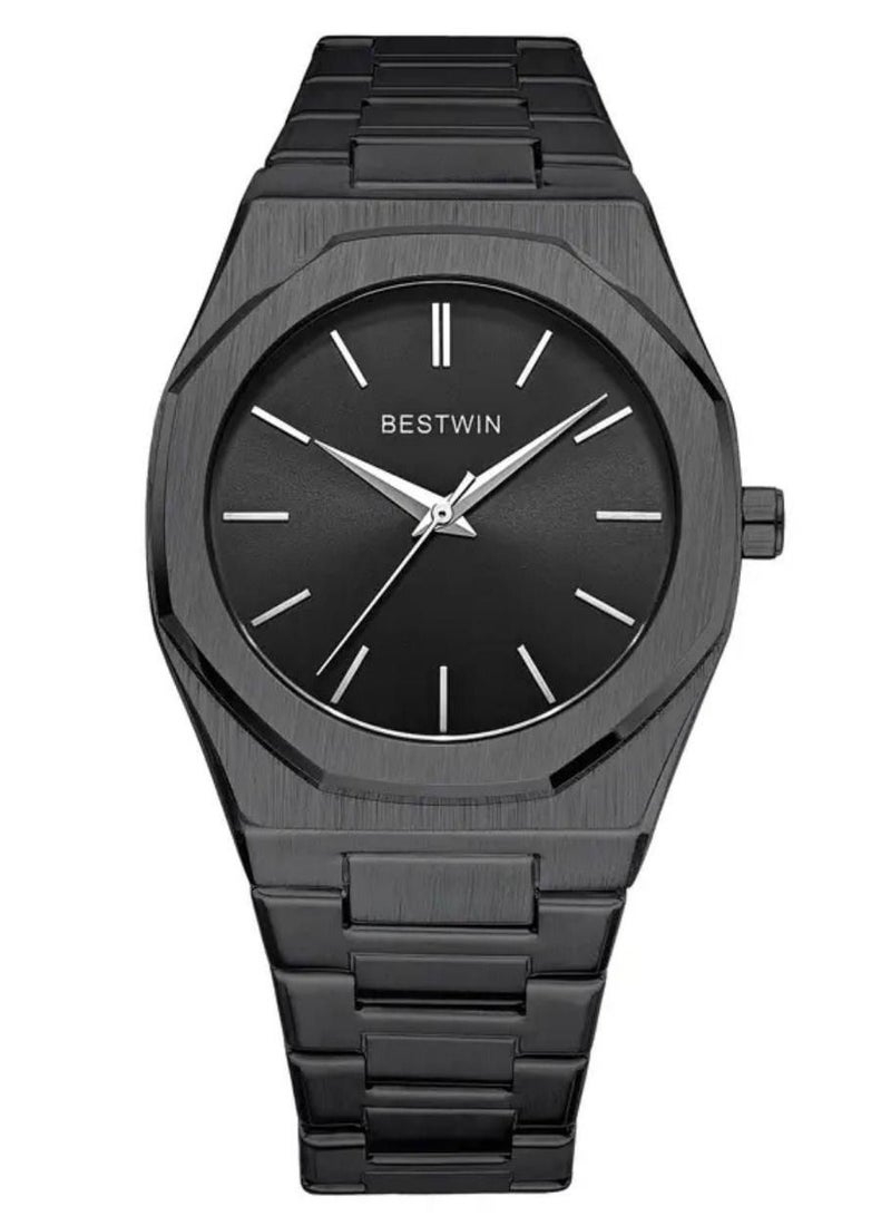 Bestwin Slim Watch for Men Limited Edition by Bestwin Black Band with Black Dial - Image 1