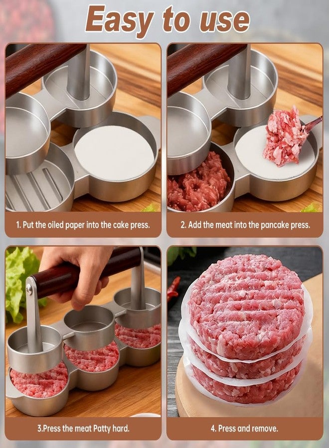WeiLingBo Mini Burger Press with 100 Patty Papers,Meat Patty Maker Round Shape Hamburger Meat Beef Grill Burger Press for Hamburger,Barbecue,Picnic,Camping,Three 2.56-inch molds - Image 4