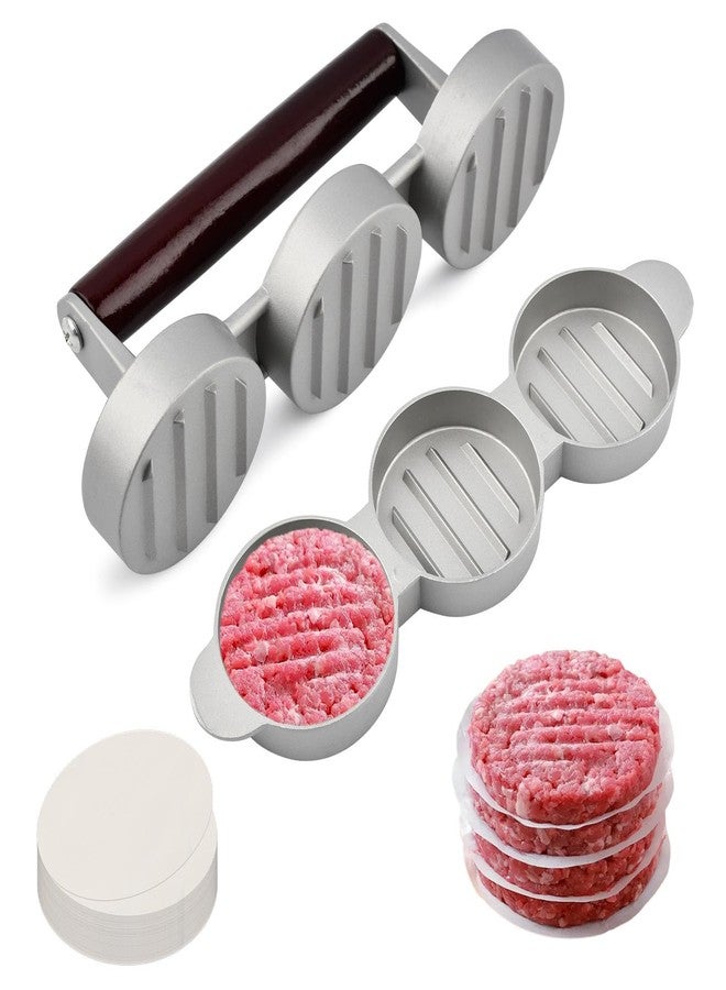 WeiLingBo Mini Burger Press with 100 Patty Papers,Meat Patty Maker Round Shape Hamburger Meat Beef Grill Burger Press for Hamburger,Barbecue,Picnic,Camping,Three 2.56-inch molds - Image 1