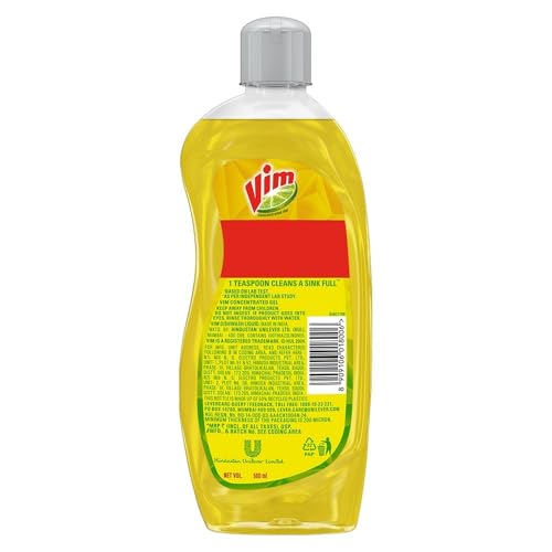 Vim Dishwash Liquid Gel Lemon 500 ml Bottle - Image 2