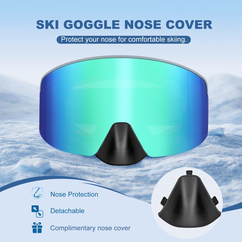 EXP VISION Ski/Snowboard Goggles, Magnetic Lens Snow Goggles with Anti-Fog & UV400 Protection for Men & Women (Gray Frame-Green) - Image 5