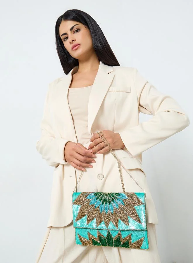 Styli Embellished Beaded Clutch