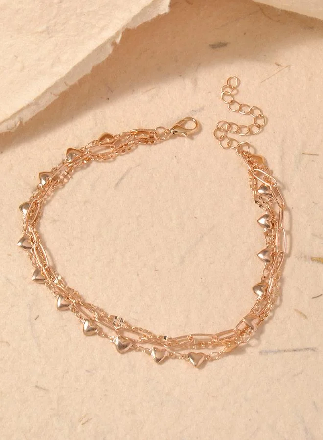 تايك تو Heart-Shaped Pendant Chain Anklet