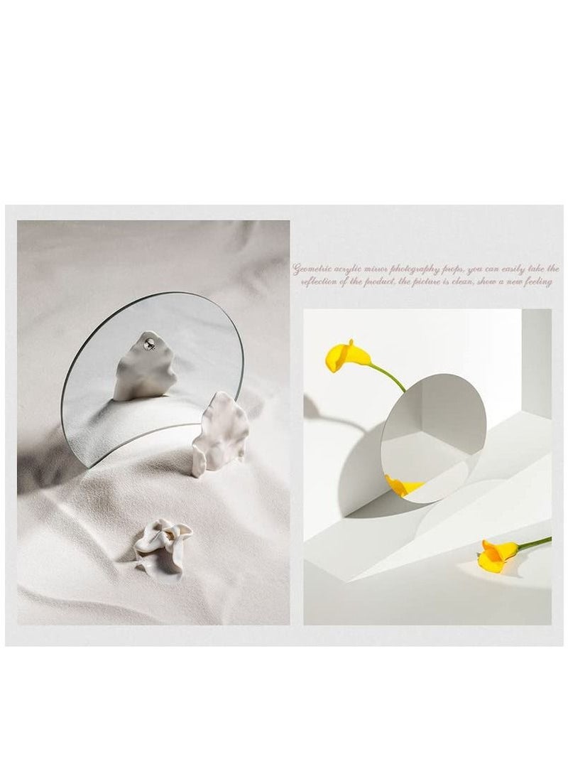 Generic - Acrylic Mirror Reflection Board Geometric Shape Photo Background Props Set Photography Ornaments Reflective Display Sheet (Silver 5Pcs) - Image 1