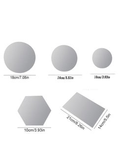 Generic Acrylic Mirror Reflection Board Geometric Shape Photo Background Props Set Photography Ornaments Reflective Display Sheet (Silver 5Pcs)  - Image 2