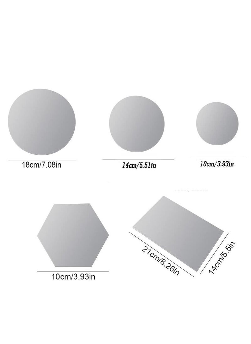Generic - Acrylic Mirror Reflection Board Geometric Shape Photo Background Props Set Photography Ornaments Reflective Display Sheet (Silver 5Pcs) - Image 1