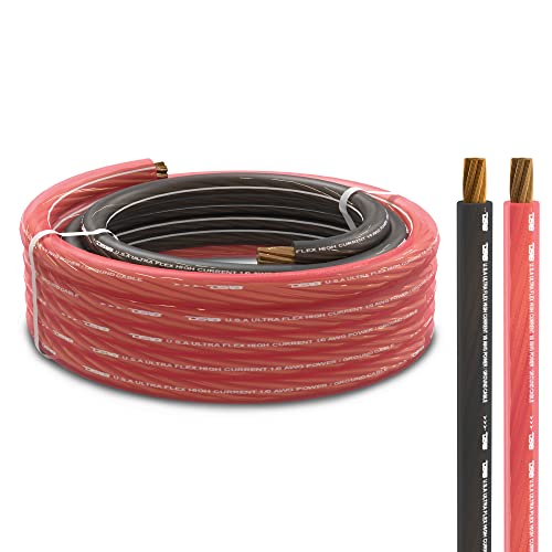 DS18 PW-1/0GA-5BK/20RD 1/0 GA 25ft Ultra Flex Power Wire CCA 0 Gauge, 5ft-Black and 20ft-Red - Power Amplifier Wiring Kit - Image 1
