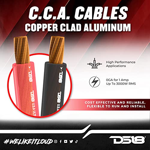 DS18 PW-1/0GA-5BK/20RD 1/0 GA 25ft Ultra Flex Power Wire CCA 0 Gauge, 5ft-Black and 20ft-Red - Power Amplifier Wiring Kit - Image 3