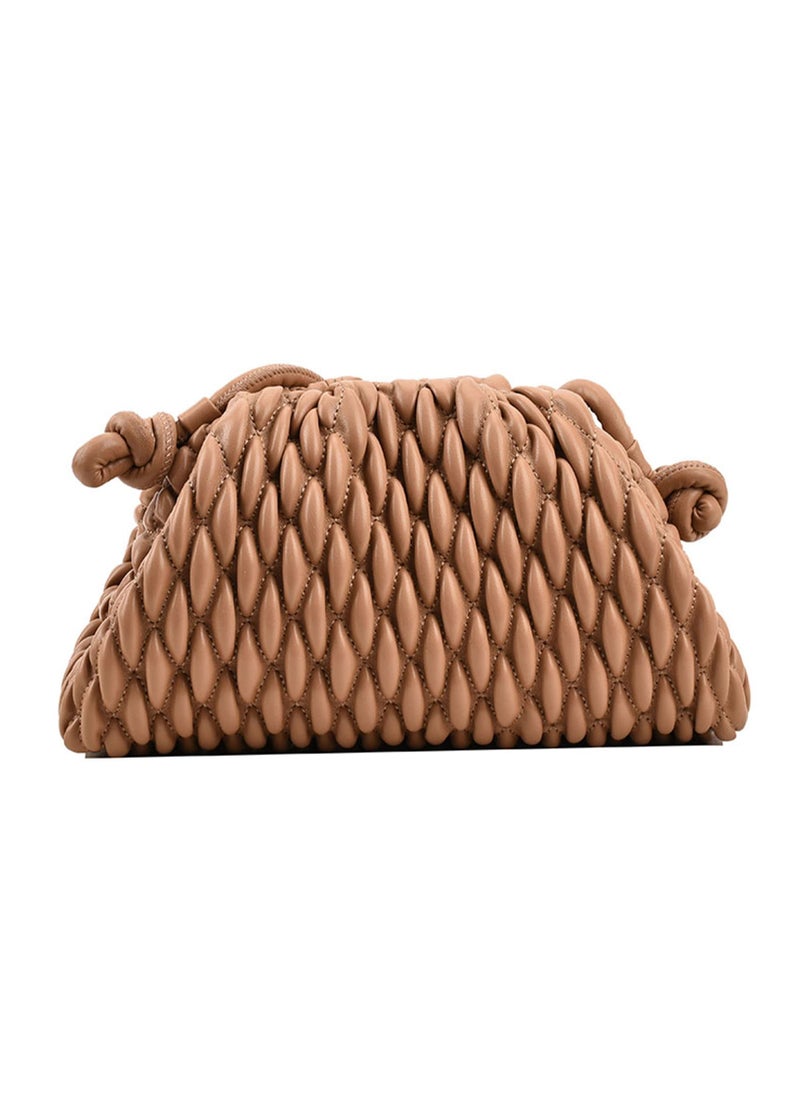 KASTWAVE - Quilted Dumpling Bag for Women - Cloud Purse Handmade Leather Hobo Bag - Fashionable Ruched Clutch Handbag - Image 1