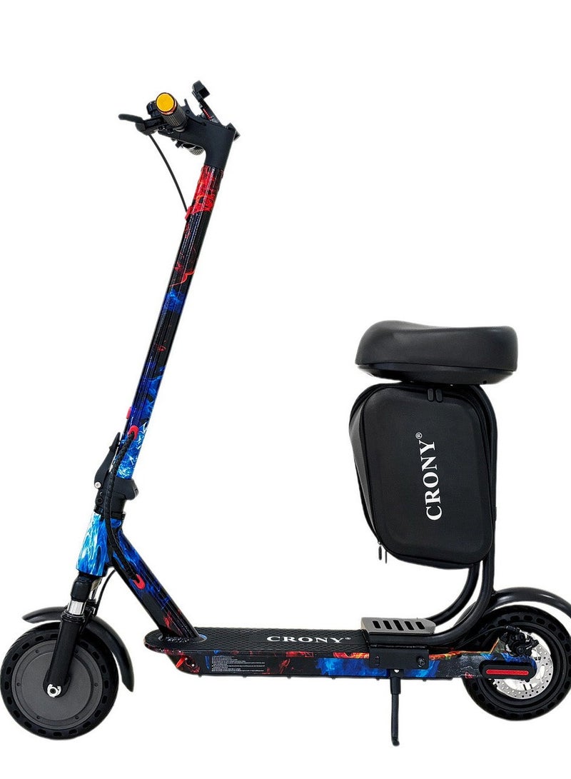 CRONY XM M365 APP+SEAT 350 W Electric Scooter – 36 V / 7.8 Ah, Foldable Urban Commuter with App Connectivity, Seat & Signal Lights-Ice & Fire