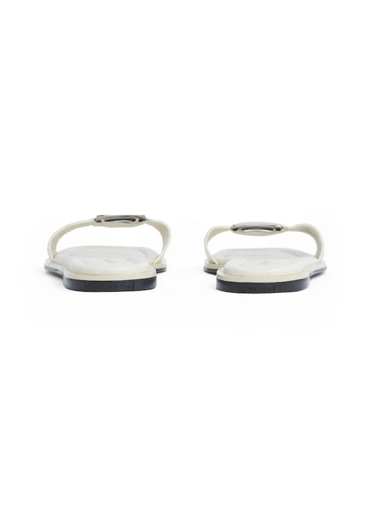 CALVIN KLEIN LEATHER SANDALS WITH LOGO HARDWARE
