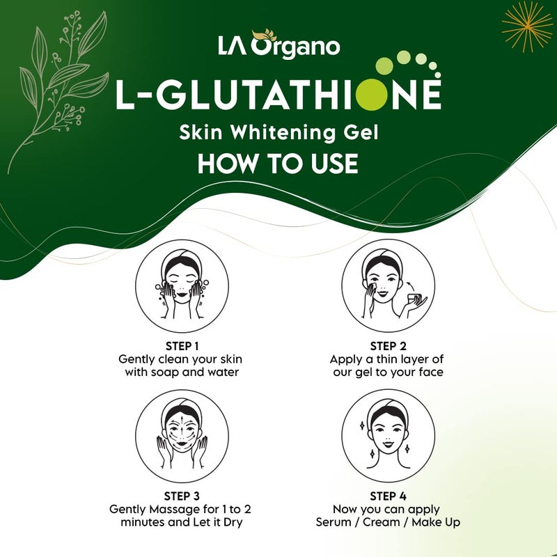 LA Organo Hydrating Face Gel with Aloe Vera Enriched With LGlutathione Vitamin C Alpha For Skin Brightening Reducing Dark Spots Acne 100gm - Image 5