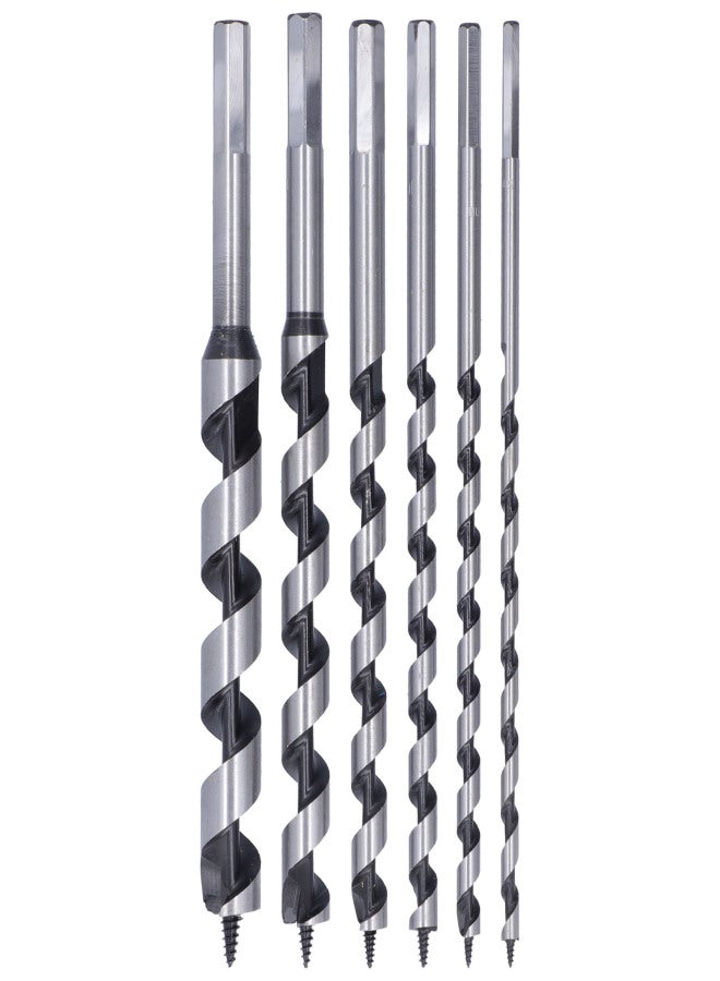 6 Pcs Auger Bit Set Wear Resistant Woodworking Auger Drill Bit Set for Drilling Wood - Image 2