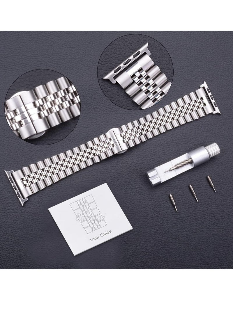 ELTRAZONE Compatible with Apple Watch Band Series 5 44mm 42mm, Stainless Steel iWatch Band with Butterfly Folding Clasp for iWatch Band Series 5/4/3/2/1 - Image 4