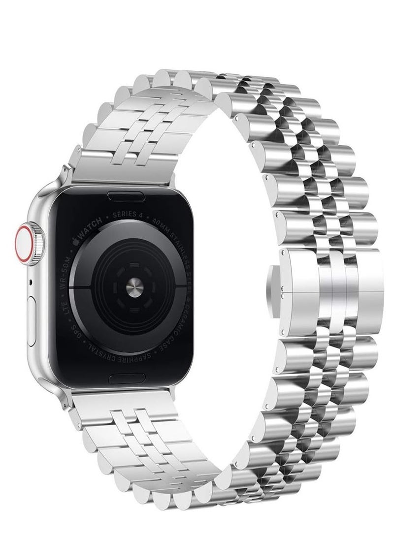 ELTRAZONE Compatible with Apple Watch Band Series 5 44mm 42mm, Stainless Steel iWatch Band with Butterfly Folding Clasp for iWatch Band Series 5/4/3/2/1 - Image 2