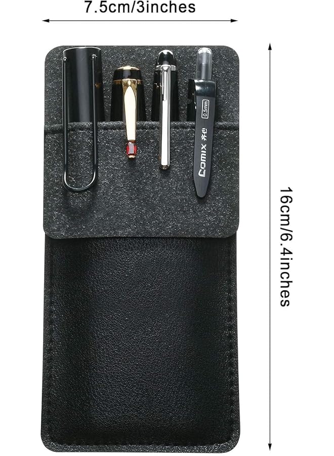 erorex Pocket Protector 4Pcs Handmade Leather Pen Pouch Soft And Durable Pencil Pocket Holder Pen Pouch Holder Organizer For Shirts Lab Coats Pants Holds Pens Pointers Cards And Notes  - Image 4