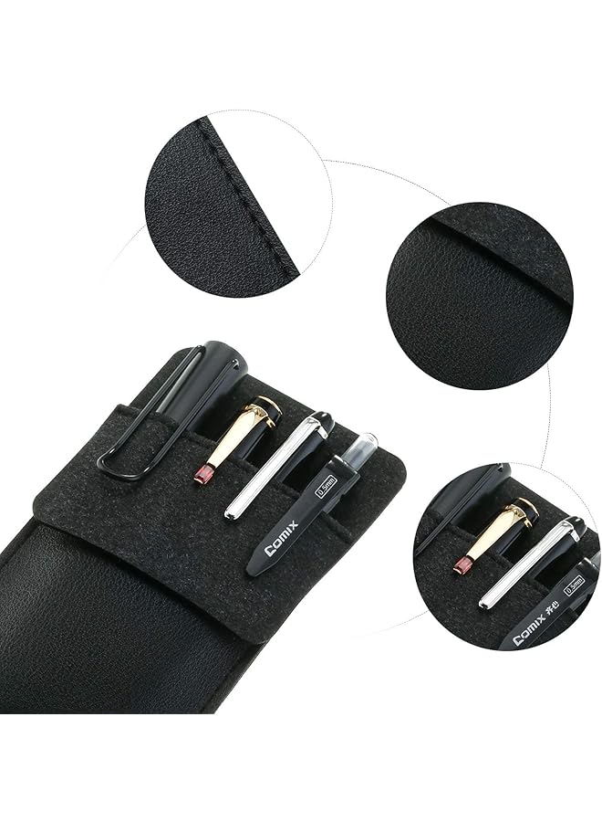 erorex Pocket Protector 4Pcs Handmade Leather Pen Pouch Soft And Durable Pencil Pocket Holder Pen Pouch Holder Organizer For Shirts Lab Coats Pants Holds Pens Pointers Cards And Notes  - Image 3