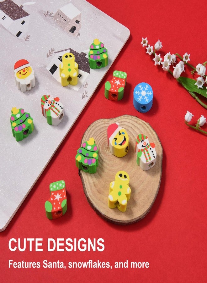 DOMG 42Pcs Christmas Pencil Top Erasers for Kids Bulk, Cute Cap Eraser Mini Eraser Toppers for Party Favors Goodie Bags Stuffers Stocking Stuffers Holiday Gifts - Image 4