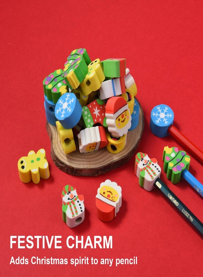 DOMG 42Pcs Christmas Pencil Top Erasers for Kids Bulk, Cute Cap Eraser Mini Eraser Toppers for Party Favors Goodie Bags Stuffers Stocking Stuffers Holiday Gifts - Image 2
