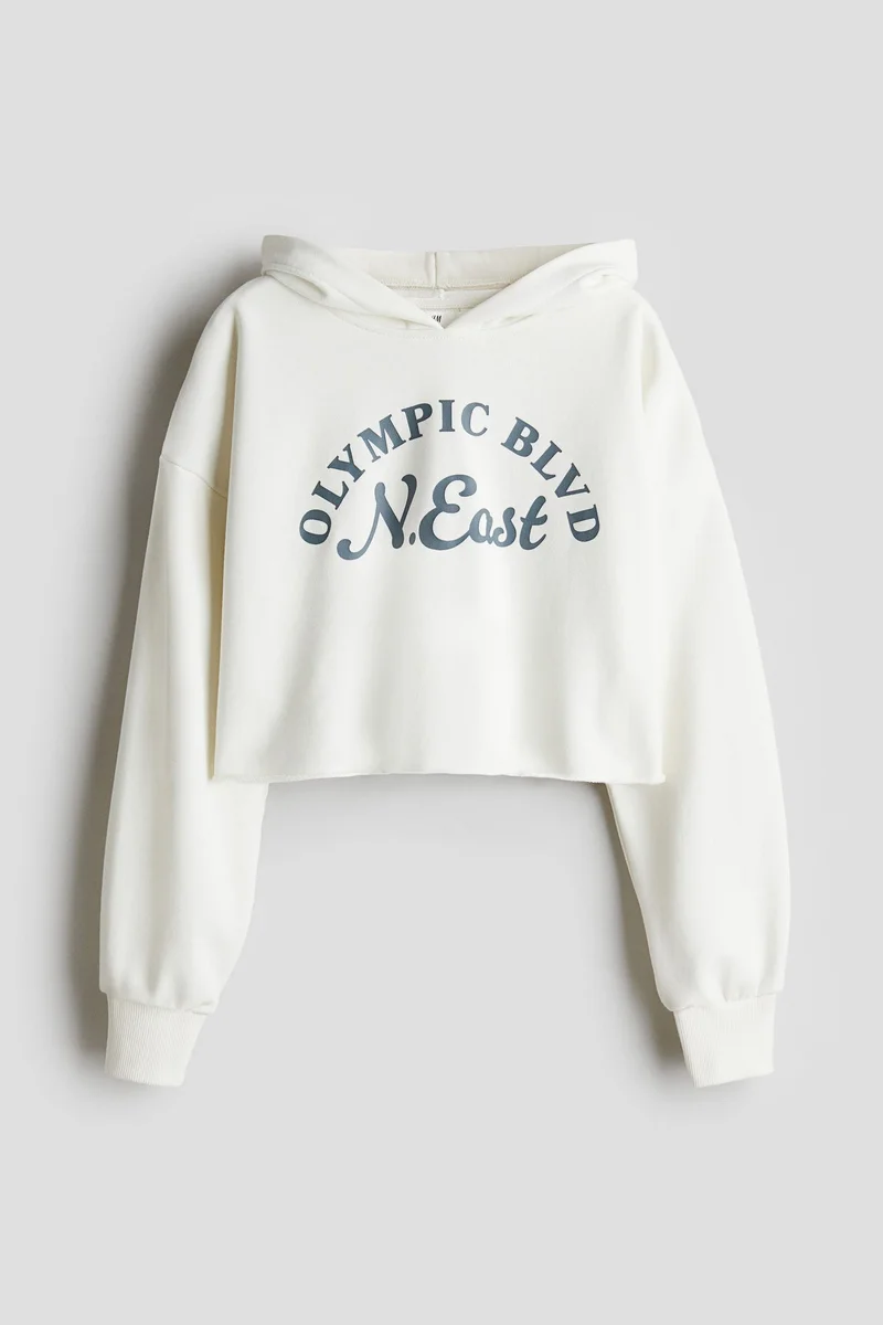 اتش اند ام هودي قصير مزين بطبعة