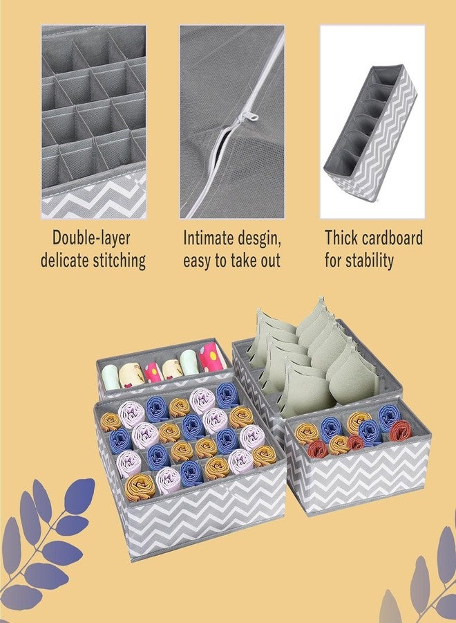 DREHOTRY Sock Underwear Drawer Organizer Dividers, 58 Cell Foldable Fabric Dresser Closet Organizers and Storage Bins for Clothing, Baby Clothes, Bra, Panty, Scarf, Ties (Grey Wave) - Image 4