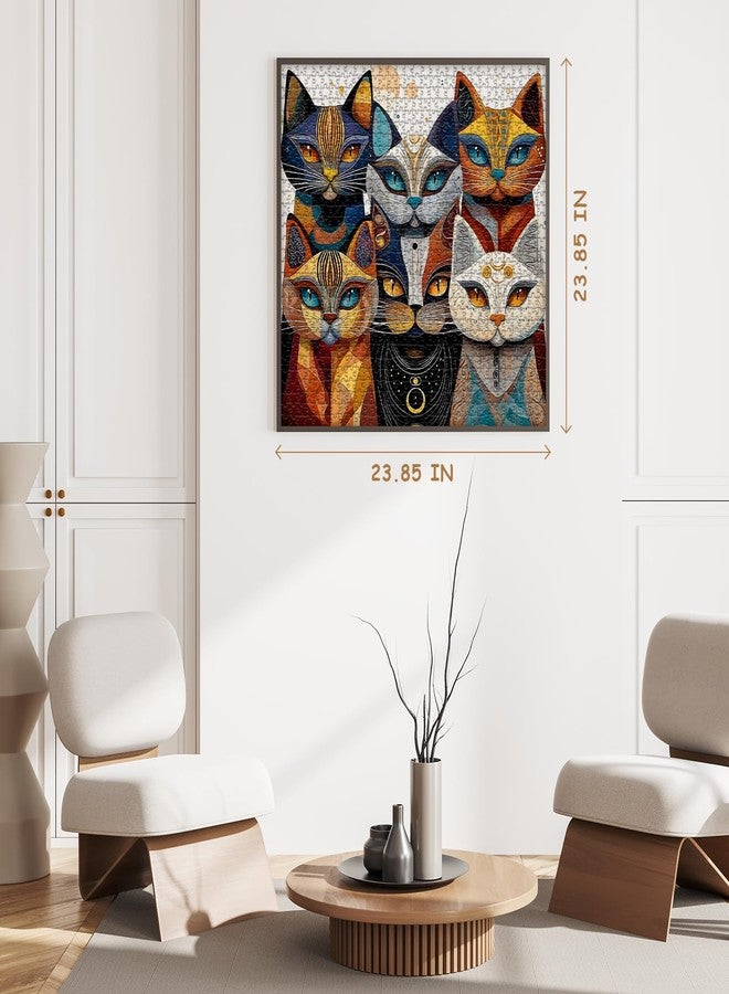 PICKFORU Cat Puzzles for Adults 1000 Pieces, PICKFORU Abstract Cat Jigsaw Puzzle, Animal Funny Kitty Challenge Puzzle Kitten - Image 3