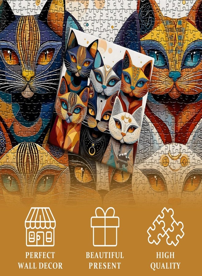 PICKFORU Cat Puzzles for Adults 1000 Pieces, PICKFORU Abstract Cat Jigsaw Puzzle, Animal Funny Kitty Challenge Puzzle Kitten - Image 5