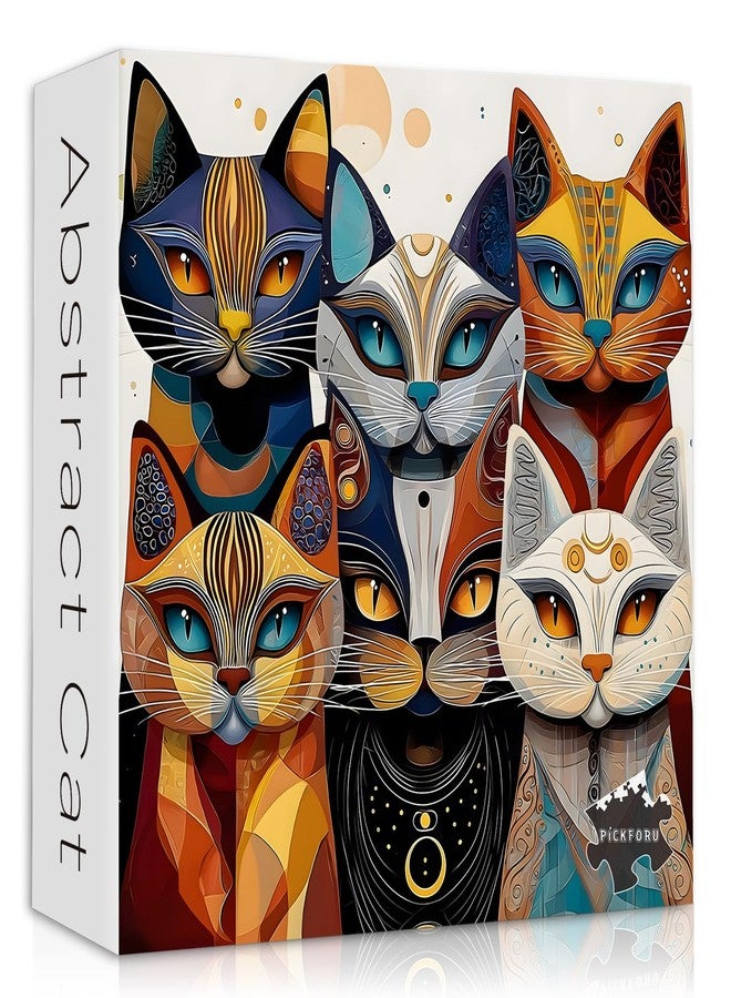 PICKFORU Cat Puzzles for Adults 1000 Pieces, PICKFORU Abstract Cat Jigsaw Puzzle, Animal Funny Kitty Challenge Puzzle Kitten - Image 1