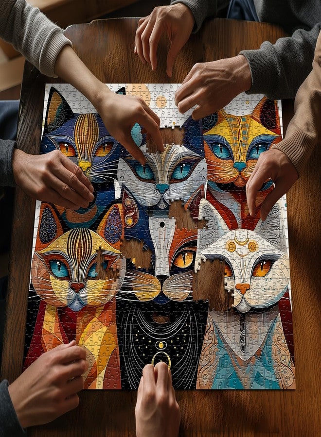 PICKFORU Cat Puzzles for Adults 1000 Pieces, PICKFORU Abstract Cat Jigsaw Puzzle, Animal Funny Kitty Challenge Puzzle Kitten - Image 4