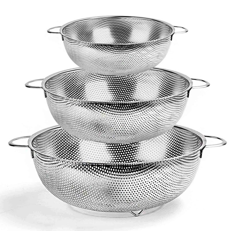 TeamFar Colander Set of 3, Stainless Steel Perforated Colander Strainer - Image 1