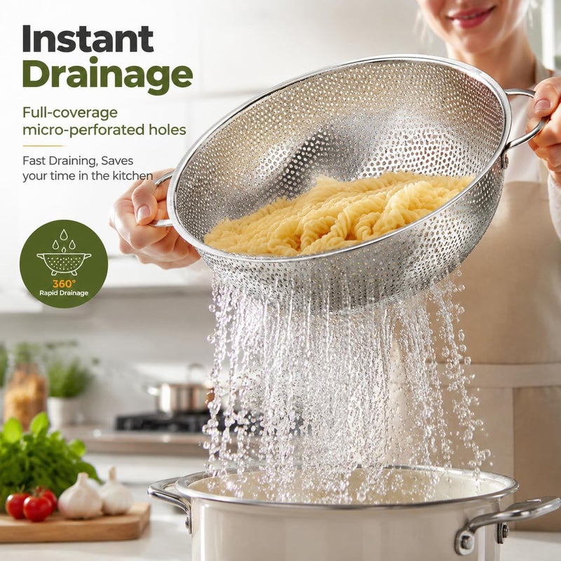 TeamFar Colander Set of 3, Stainless Steel Perforated Colander Strainer - Image 4