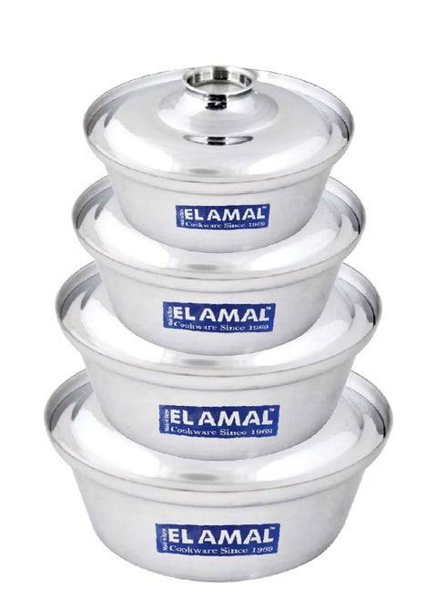 Elamal Aluminum Pots Set Conical Consisting of 4 Pots Egyptian Industry From Size 16 : 22 Cm
