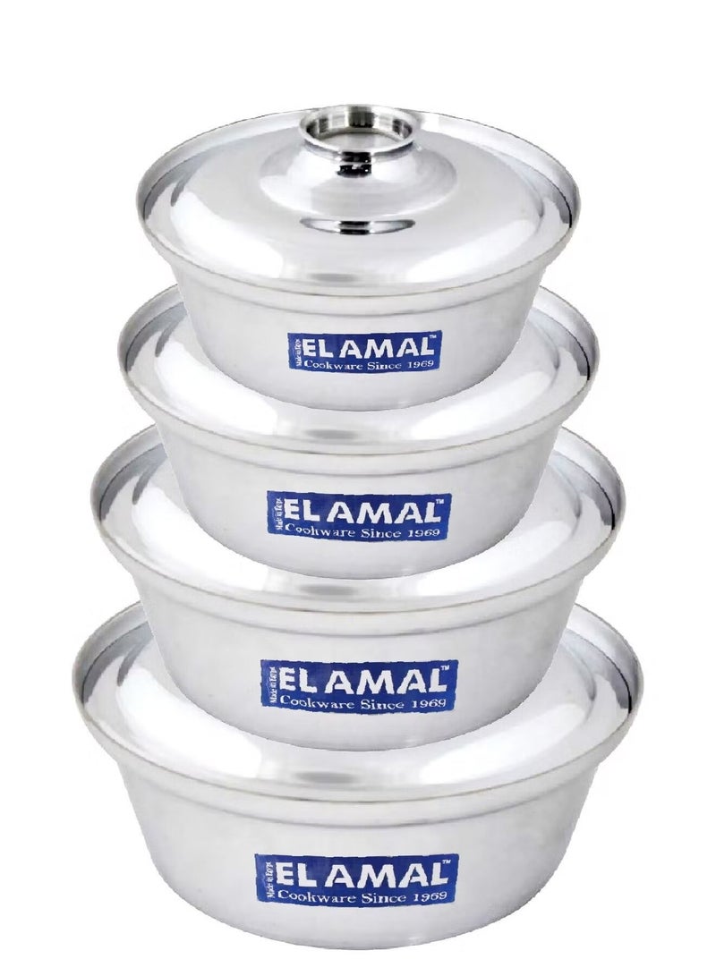 الأمل طقم قدور ألمنيوم  – 4 قطع بمقاسات 16/18/20/22 سم – تصميم مخروطي – صناعة مصرية - Image 1