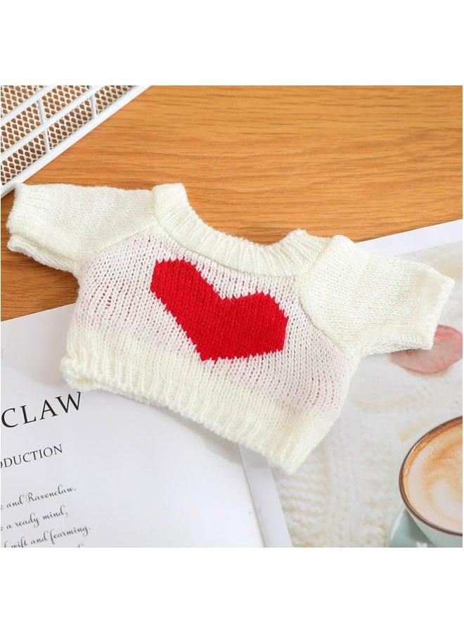 Cyber Celebrant Hyaluronic Acid Duck Clothes Accessories Plush Toy Lamb Bear Suit Doll Sweater Skirt Bag-Color:Red Love White Sweater-Height:Suitable For 30cm - Image 1