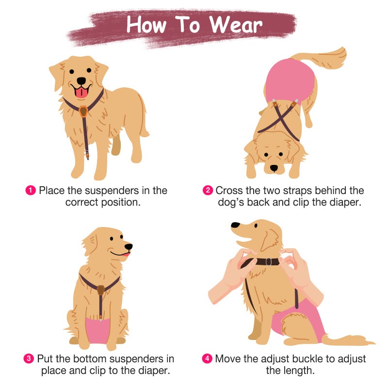 Pet Soft Dog Suspenders 2 Pieces Female Dog Diaper Suspenders for Dogs Diaper Keeper Suspender for Skirt, Dress, Diapers (Black & Pink, XS/S) - Image 5