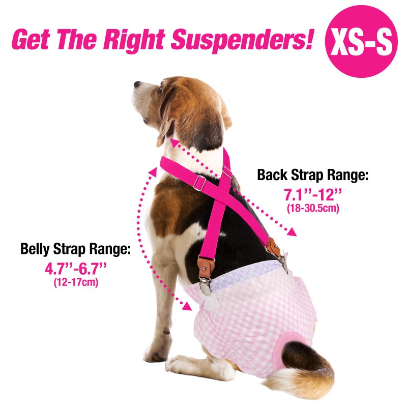 Pet Soft Dog Suspenders 2 Pieces Female Dog Diaper Suspenders for Dogs Diaper Keeper Suspender for Skirt, Dress, Diapers (Black & Pink, XS/S) - Image 4