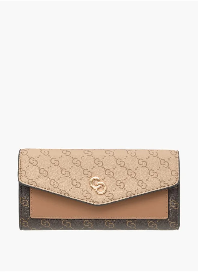Celeste Women Monogram Print Wallet with Button Closure