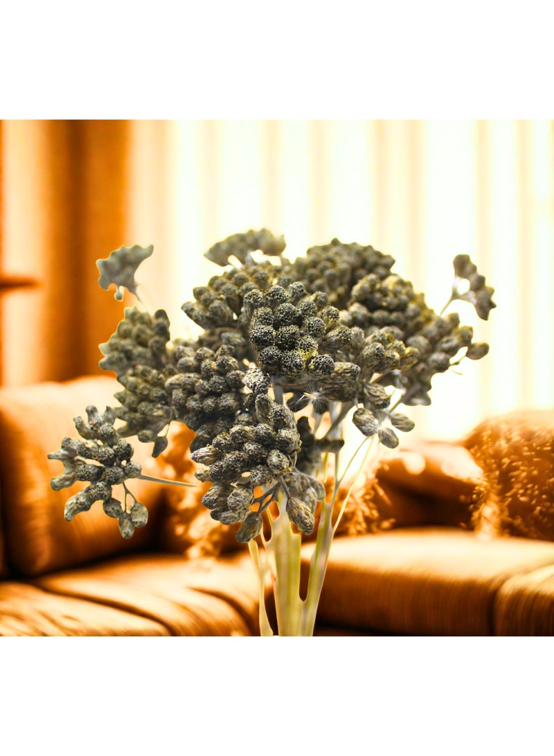 FANCY FLOWERS Premium Dried Lonas Flowers - Long Lasting Yellow or Painted Decorative Stems (Highlights quality and longevity) (Smokey Grey) - Image 2