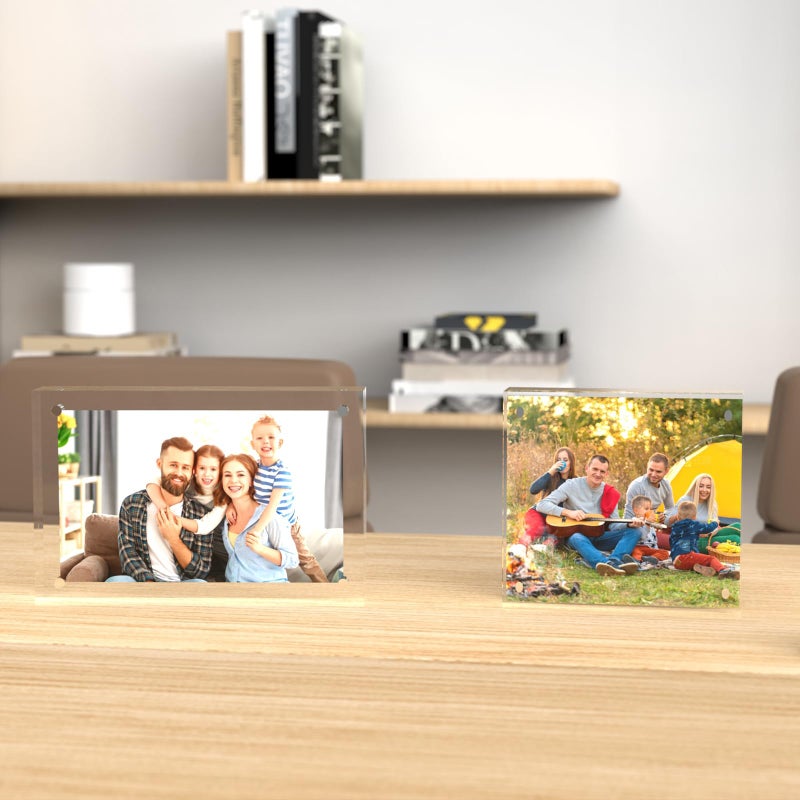 ILYXY 5 Pack Acrylic Frame 6x6  20% Thicker  24mm Thick Frameless Clear Square Picture Frame  Double Sided Magnetic Photo Frame  Free Standing Desktop Display Stand Acrylic Picture Frames - Image 4