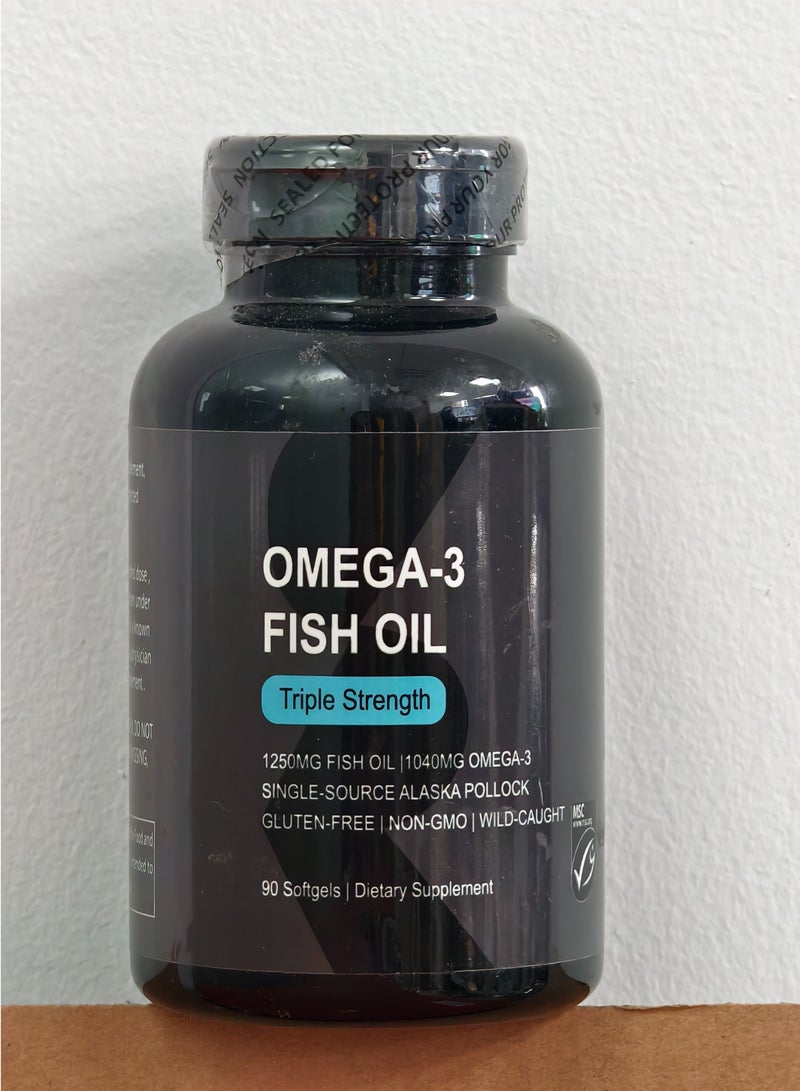 وينز تاون حبوب اوميجا 3 من  بالقوة الثلاثية 1250 ملغ من الاسكا اوميجا ثلاثي الغليسريد اي بي ايه ودي اتش ايه يدعم القلب والدماغ والمفاصل بلا مواد معدلة وراثيًا أو غلوتين تحتوي العبوة على 90 كبسولة - Image 4