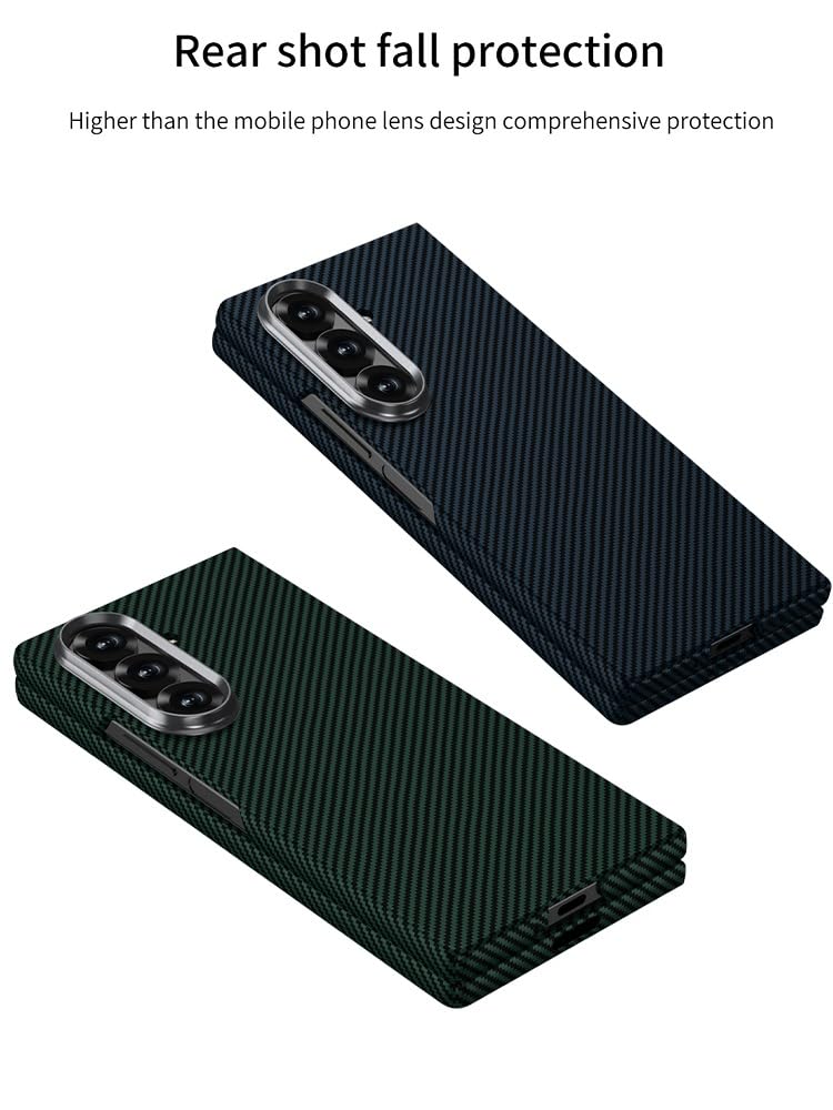 Midkart Thin Matte Case Compatible with Samsung Galaxy Z Fold 7 Release 2025 Carbon Fiber Design with Front Glass Cover and Camera Protection, Green - Image 5