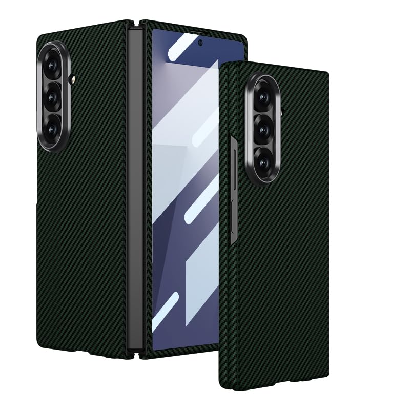Midkart Thin Matte Case Compatible with Samsung Galaxy Z Fold 7 Release 2025 Carbon Fiber Design with Front Glass Cover and Camera Protection, Green - Image 1
