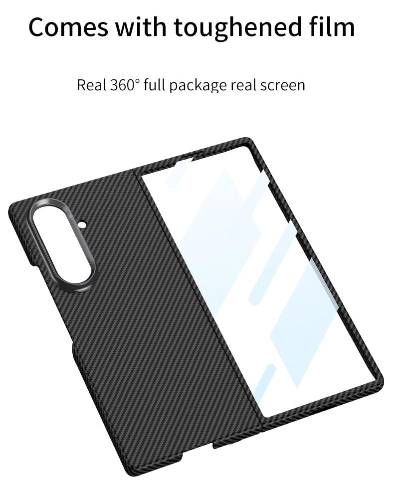 Midkart Thin Matte Case Compatible with Samsung Galaxy Z Fold 7 Release 2025 Carbon Fiber Design with Front Glass Cover and Camera Protection, Green - Image 4