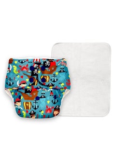 Superbottoms Basic Reusable Cloth Diaper For Babies 0 3 Years ; Freesize Adjustable Washable And Reusable Cloth Diaper For Babies ; New Quick Dry Ultrathin Pads ; Trim Fitting ; Piratepack Of 1  - Image 2
