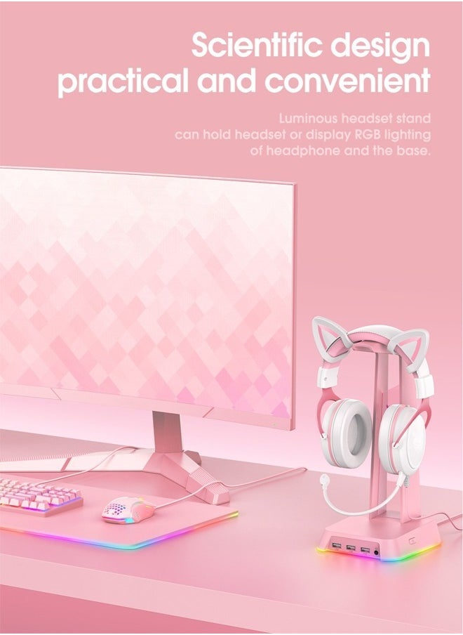 onikuma - ONIKUMA Gaming Headphone Stand With White RGB Lighting USB port - Image 1