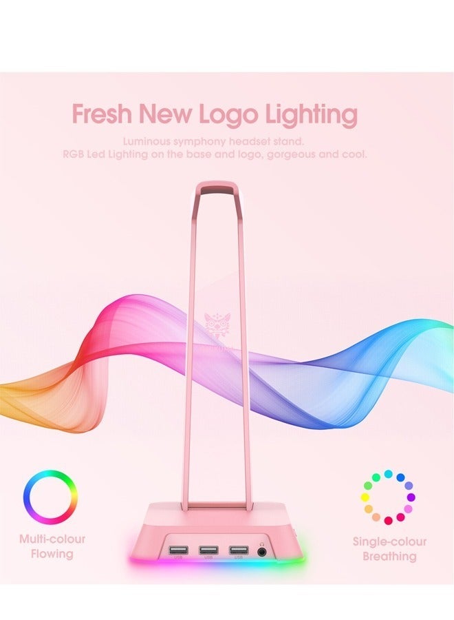ONIKUMA Gaming Headphone Stand With White RGB Lighting USB port - Image 3